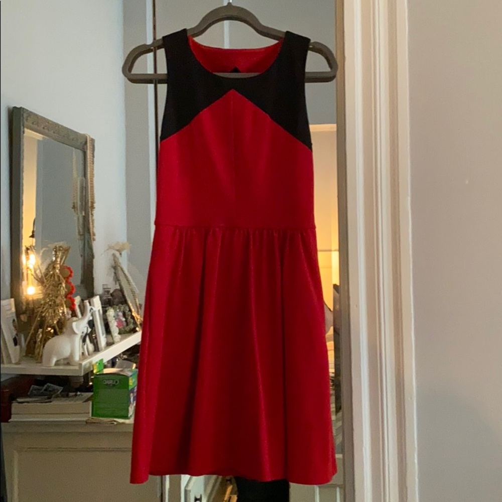 Red and black A line dress